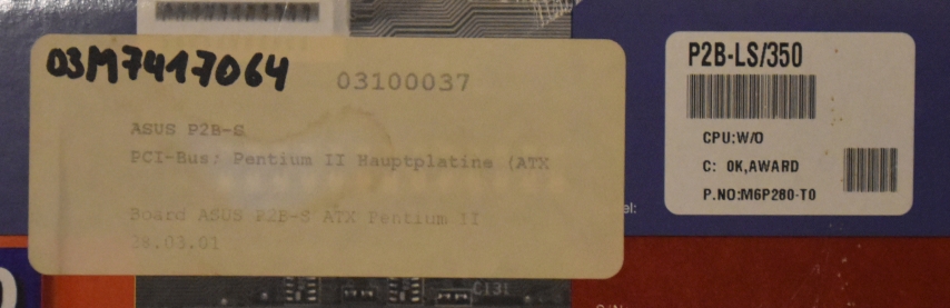Mainboard: ASUS P2B-S, new old stock